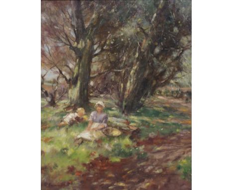 DAVID FULTON RSW (SCOTTISH 1848-1930) SPRINGTIME Oil on canvas, signed, 51 x 40.5cm (20 x 16") T. &amp; R. Annan &amp; Sons L
