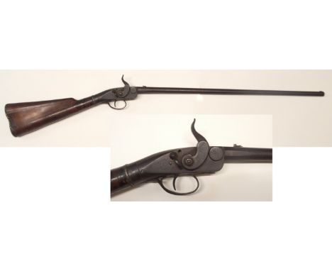 AN ANTIQUE PRE-CHARGED PNEUMATIC AIR CANE marked R. Fare, breech loading with screw - off gun butt reservoir clad in leather,