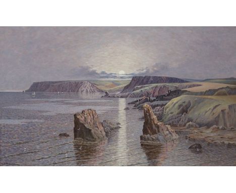 J C MORRISON (SCOTTISH FL. 1873-1887) BANFF COASTLINE Oil on canvas, signed, 46 x 76.5cm (18 x 30") Condition Report: There i