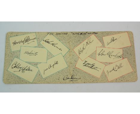 A PAGE OF SCOTTISH INTERNATIONAL PLAYERS AUTOGRAPHS FROM 1900 including Harry Rennie, Neil Gibson, Alex Raisbeck, Robertson, 