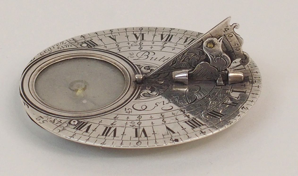 A Rare Four Scale Silver Pocket Compass And Sundial By Michael Butterfield Paris Circa 1700 Fin 1860