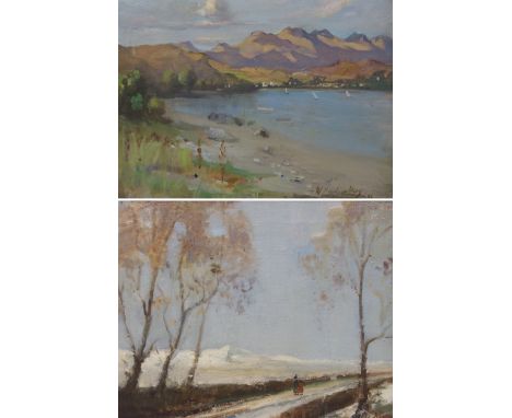 WILLIAM HARDIE HAY (BRITISH 1859-1934) GARELOCHHEAD FROM RAHANE; THE SANDBANKS ROAD, DUNOON Oil on panel, signed and dated (1
