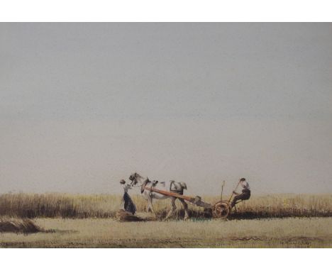 WILLIAM PAGE ATKINSON WELLS RBA (SCOTTISH 1872-1923) HARVESTING Hand coloured monotype, signed, 23 x 33.5cm (9 x 13 1/4") Ewa