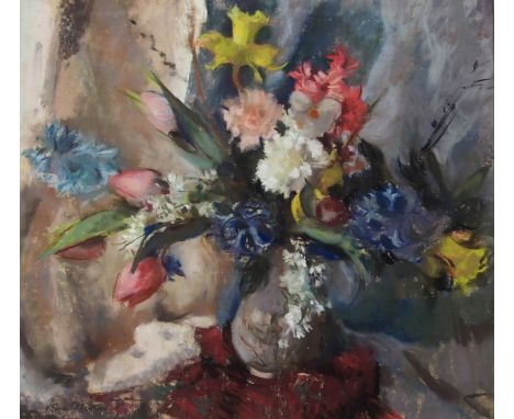 •LENA ALEXANDER (SCOTTISH 1899-1983) SPRING FLOWERS Pastel, signed, 52 x 58.5cm (20 1/2 x 23") Condition Report:On close insp