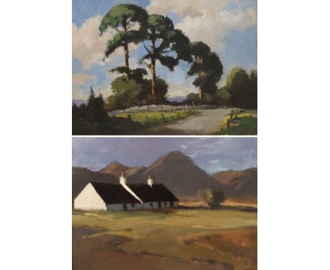 •GREGOR IAN SMITH (SCOTTISH 1907-C.1985) FALLING LIGHT; GLEN FRUIN Oil on panel board, 29 x 39cm (11 1/2 x 15 1/4") (2) Inscr
