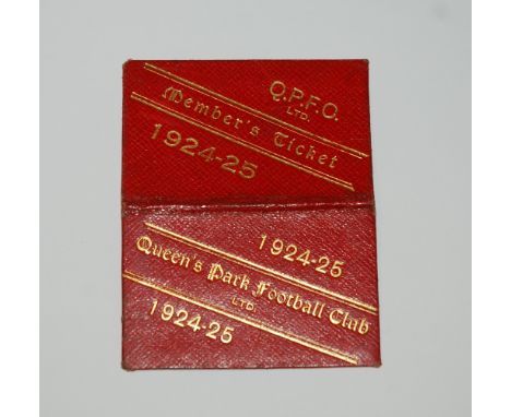 A QUEEN'S PARK F.C. FIXTURE CARD/SEASON TICKET 1924-25 Condition Report: Available upon request