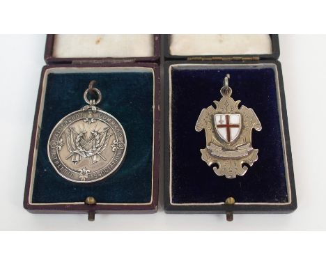 A SILVER AND ENAMEL FOOTBALL MEDAL the obverse inscribed 1903-4, the reverse inscribed L.F.L., Div II, Runners Up, Woolwich P