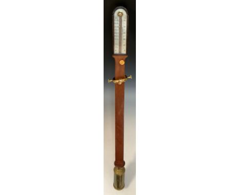 A Rosetti of London mahogany and brass cased ships barometer, signed silvered scale, 94cm high. 