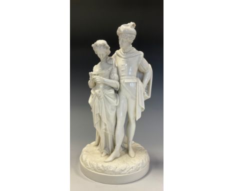 A 19th century Kerr and Binns Worcester porcelain figure group,  “Faust and Margaret”, modelled by William Boynton Kirk, Faus