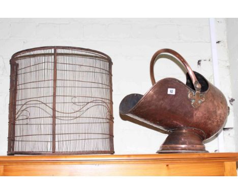 Copper coal scuttle and fireguard