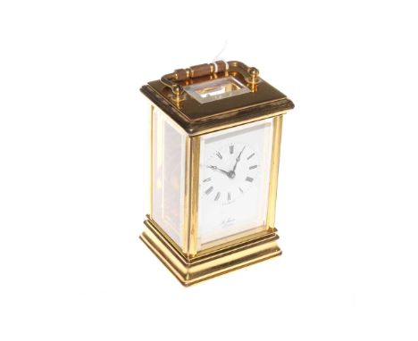 English brass carriage clock, 12cm excluding handle