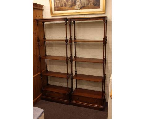 Pair Bevan Funnell Reprodux mahogany open shelf units