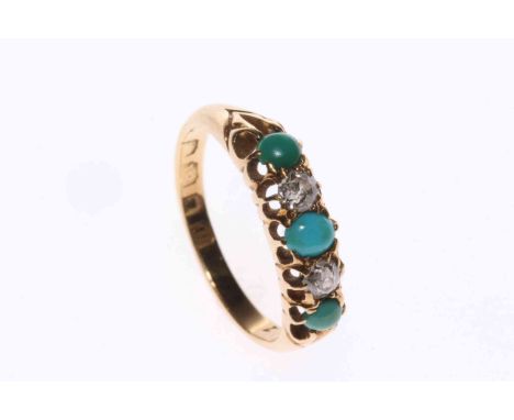 18 carat gold, turquoise and diamond ring