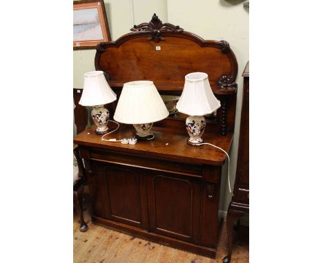 Victorian mahogany mirror and shelf back two door chiffonier