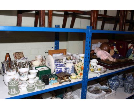 Ringtons and other china, metronome, records, pictures, two clowns, doll, etc