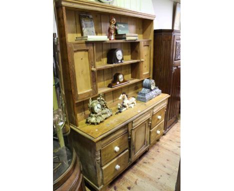 Pine shelf and cupboard door back dresser