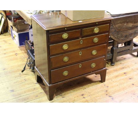 Georgian mahogany chest having slide above two short and three long drawers on bracket feet, 82.5cm by 75cm