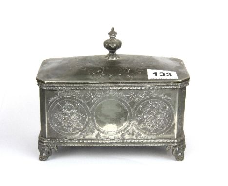 A 19th Century silver plated tea caddy, 20 x 11.5 x 17cm.