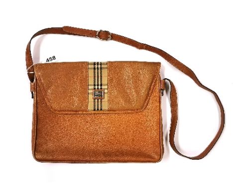 A vintage Burberry tan leather handbag.