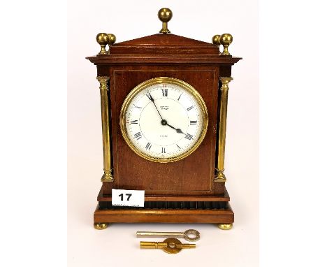 An Asprey, London 1920's/30's mahogany and brass mantle clock. H. 26cm. Understood to be in working order