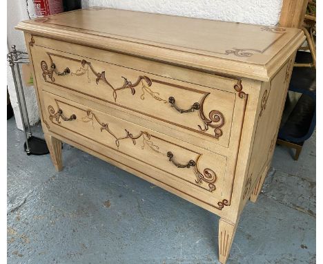COMMODE, Italianate painted with two drawers, 122cm x 48cm x 87cm. 