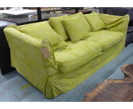 FLAMANT SOFA, green floral fabric finish, 225cm W. (with slight faults) 