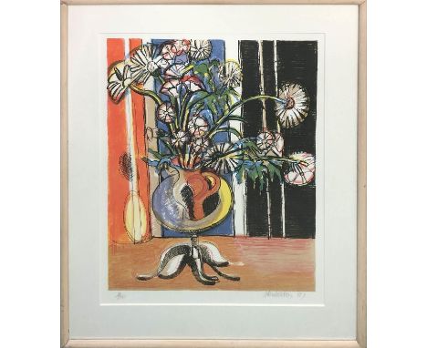 JOHN WATSON (1923-1992) 'Interior with Flowers', lithograph, signed and numbered, 65cm x 49cm, framed. 