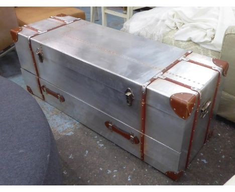 TRUNK, aviator style lift up top with drawer at base, 120cm x 41cm x 46cm. 