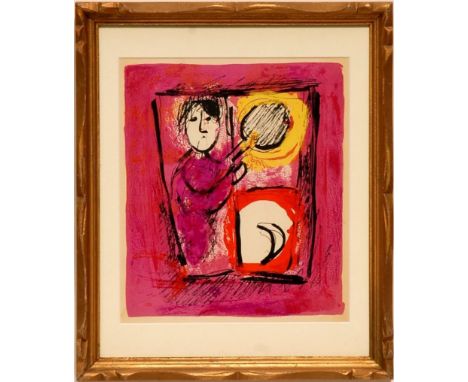 MARC CHAGALL 'The Window', original lithograph: 1957, ref: Maeght, 27cm x 23cm, framed and glazed. 