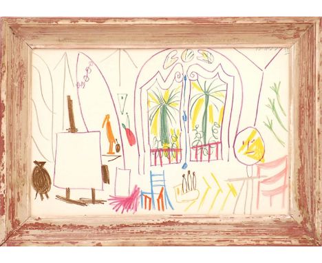 PABLO PICASSO 'Studio', suite Californie, 27cm x 43cm, framed and glazed. 