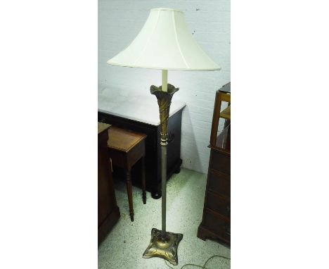 FLOOR STANDING LAMP, Art Nouveau style, in the manner of Jugendstil, with a cream shade, 168cm H. (slight faults) 