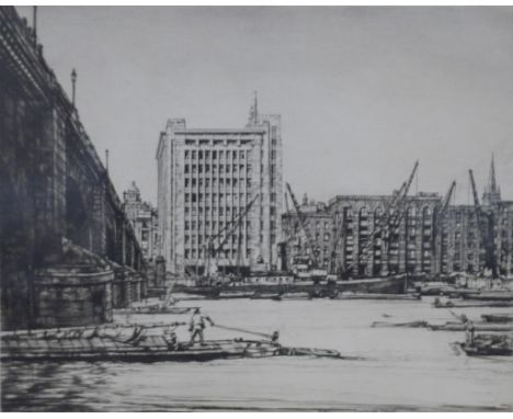 Sir Henry Rushbury RA, ROI (1889-1965), drypoint etching, London Bridge 1928, signed in pencil, Abbott &amp; Holder inscribed