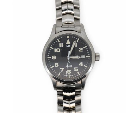 A gentleman's recent stainless steel Ollech &amp; Wajs MP AS 2063 military automatic wrist watch, with Arabic tritium dial, t