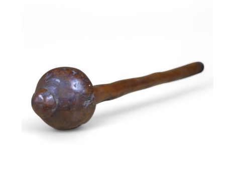 An African hardwood throwing club, Knobkerrie, 35cm in length. Condition - good