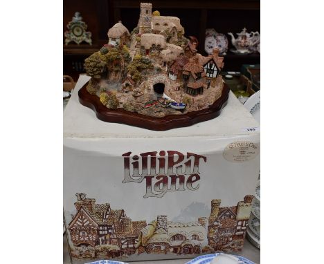 A large Lilliput Lane model, St Peter's Cove, boxed, certificate, stand, limited edition 2959/3000
