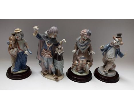A set of four Lladro Clown figures, various poses, including Society 2000 model, Forever Pals; etc (4)