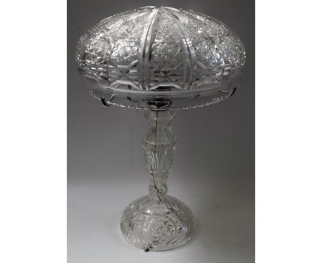 A cut glass table lamp, mushroom shade, approx 48.5cm high