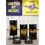 3x Drum props from Sam Ryder performance in Grand Final - on wheeled bases - Dia 370 x H 920mm