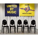 5 black chairs used by string players during the 'Liverpool Songbook' in the Grand Final