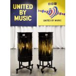 2x Drum Props from Sam Ryder performance in Grand Final - on wheeled bases - Dia 370 x H 920mm