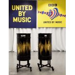 2x Drum Props from Sam Ryder performance in Grand Final - on wheeled bases - Dia 370 x H 920mm