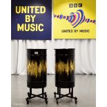 2x Drum Props from Sam Ryder performance in Grand Final - on wheeled bases - Dia 370 x H 920mm