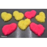3x pink & 4x yellow heart shaped cushions used on presenters' sofas
