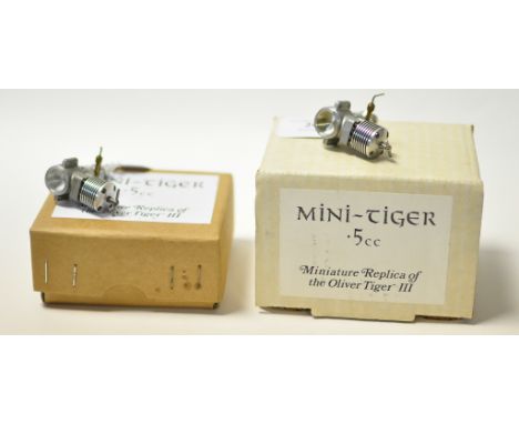 An Arnie Hendie 0.5cc John S Oliver Tiger MkIII miniature replica engine, engine number 23, believed unused, and another used