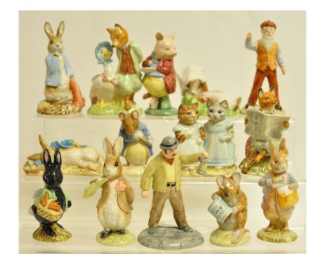 Fourteen Royal Albert Beatrix Potter figures, including Pigling Eats His Porridge, and Peter in the Gooseberry Net, all BP-6a