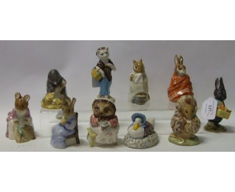 Ten Beswick Beatrix Potter figures, including Susan, and Mrs Tiggy Winkle Takes Tea, all BP-3b (10)