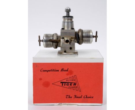 A John S Oliver 5cc Flat Twin R/C engine with collector rings, as illustrated on page 71 of the John Goodall book, The Oliver