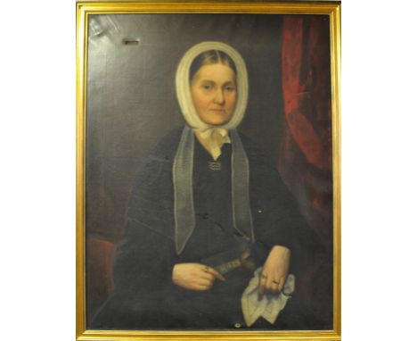 English school, 19th century, a portrait of a seated lady, oil on canvas, 90 x 70 cm