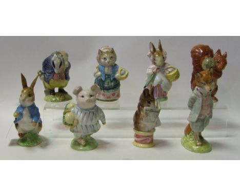 Eight Beswick Beatrix Potter figures, including Tommy Brock and Foxy Whiskered Gentleman, all BP-2 (some a.f.) (8) Condition 