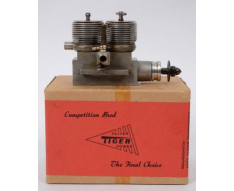 The extremely rare John S Oliver 7cc Inline Major Twin R/C diesel engine, unnumbered, the first pre-production Oliver Twin Ma